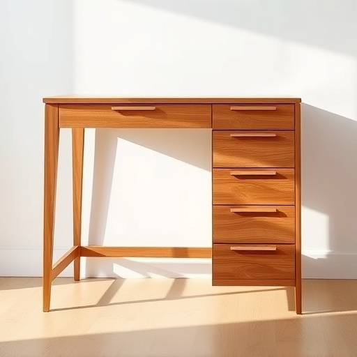 Escrivaninha de madeira maciäa com gavetas e design elegante