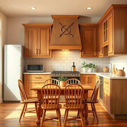 Mobiliário para cozinha artesanal, incluindo armários planejados, mesas e cadeiras